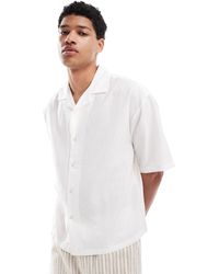 Pull&Bear - Chemise en lin mélangé - écru - Lyst
