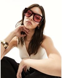 Quay - Quay x guizio - uniform - occhiali da sole oversize squadrati tartarugati con lenti rosa - Lyst