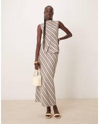 Pretty Lavish - Asymmetric Stripe Jersey Top Co-ord - Lyst