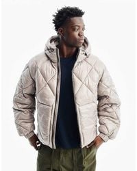 Bershka - Diamond-quilted Technical Hooded Jacket - Lyst