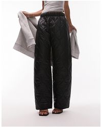 TOPSHOP - Quilted Puffer Straight Leg Pants - Lyst