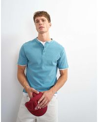TOPMAN - Relaxed Fit Linen Mix Henley T-shirt - Lyst