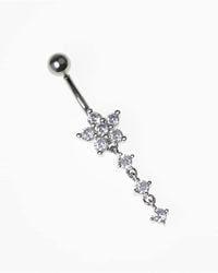 Lovisa - Piercing Para El Ombligo De Acero Quirúrgico Con Diseño Floral Y Charm Triple De Circonitas De - Lyst
