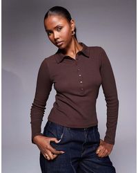 ASOS - Long Sleeve Ribbed Polo - Lyst