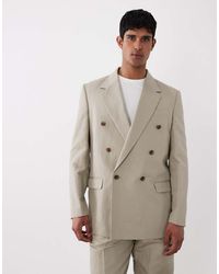 ASOS - Relaxed Double Breasted Linen Rich Suit Jacket - Lyst