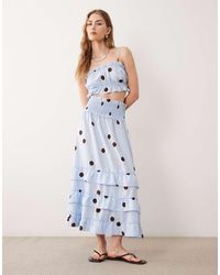 Wednesday's Girl - Wednesdays Girl Co-ord Ruffle Edged Tiered Midaxi Skirt - Lyst