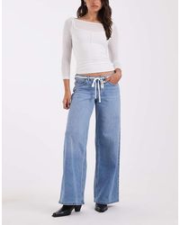 Hollister - Low Rise baggy Jeans With Tie Up Waist Detail - Lyst