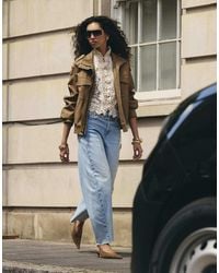 River Island - Faux Leather Washed Funnel Neck Jacket - Lyst