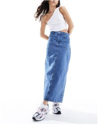 Object - Denim Maxi Skirt With Double Waistband - Lyst