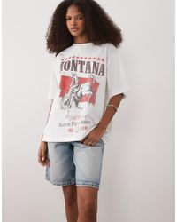 ASOS - T-Shirt Oversize Bianca Con Grafica Montana - Lyst