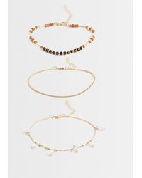 ONLY - 3-Pack Pearl Charms Anklet - Lyst