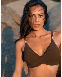 Pour Moi - Tulum Luxe Matte Non Padded Underwired Twist Front Bikini Top - Lyst