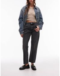 TOPSHOP - Mid Rise Straight Cropped Jean With Raw Hems - Lyst