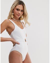 Brave Soul Tiana - Badpak Met Tortoise-riem - Wit