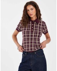 GANT - Polo De Punto Entallado A Cuadros En-Rojo - Lyst