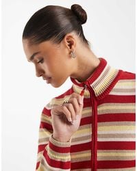 ASOS - Gebreid Gestreept Jack Met Opstaande Boord En Rits, Deel Van Co-Ord Set - Lyst