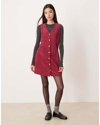 Threadbare - Mini-Jurk Van Corduroy Met Knopen Aan De Voorkant - Lyst