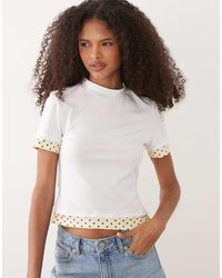 ASOS - Short Sleeve Double Layer Yellow Polka Dot Top - Lyst