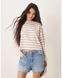 ASOS - Recht Gestreept Cropped T-Shirt Met Lange Mouwen - Lyst