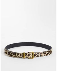 ASOS - Hair On Leather Belt With Square Buckle - Lyst