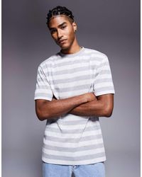 ASOS - Ruimvallend T-Shirt Met Getextureerde Strepen - Lyst