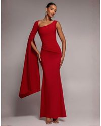 Goddiva - One Shoulder Cape Sleeve Maxi Dress - Lyst