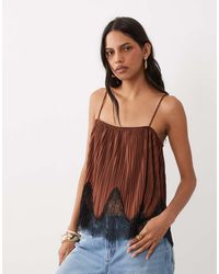 ASOS - Mix & Match Plisse Square Neck Cami - Lyst