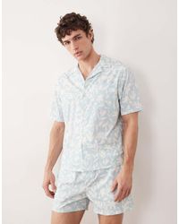 Free Society - Leaf Print Short Sleeve Beach Shirt - Lyst