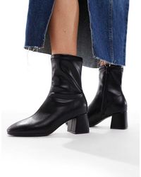 New Look - Pu Sock Heeled Boots - Lyst