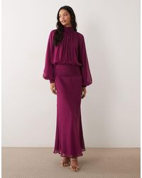 ASOS - High Neck Drape Chiffon Maxi Dress With Neck Tie - Lyst