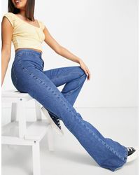 Damen Bekleidung Jeans Schlagjeans jeans mit ausgestelltem bein und schnürung in Blau jamie TOPSHOP Baumwolle 