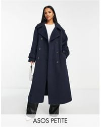 ASOS - Asos design petite - trench-coat oversize habillé en laine mélangée brossée - Lyst