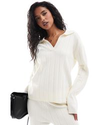 Y.A.S - Yas Wide Rib Knitted Jumper Co-ord With Open Polo Neck - Lyst