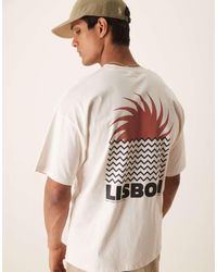 SELECTED - Oversized T-Shirt Met Lisbon-Print Op De Rug - Lyst