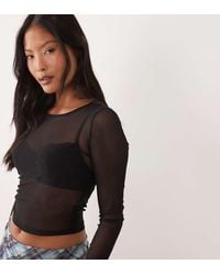 ASOS - Asos Design Petite Cropped Long Sleeve Mesh Top - Lyst