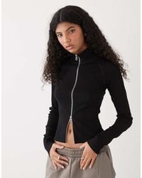 Weekday - Mock Neck Zip Through Long Sleeve Top - Lyst