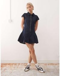 Collusion - 90s Denim Fitted Dropped Waist Dress - Lyst