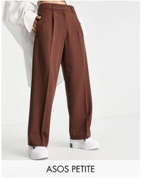 ASOS Asos Design Petite Everyday Boy Slouch Trousers - Brown