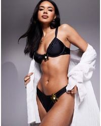 Candypants - Slip Bikini Sgambati Neri Con Fiore - Lyst