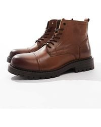 Jack & Jones - Chunky Leather Lace Up Boot - Lyst
