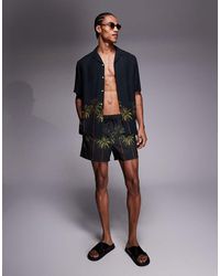 ASOS - Co-ord Relaxed Revere Shirt With Palm Tree Placement Print - Lyst