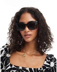New Look - Occhiali Da Sole Rotondi Oversize Neri - Lyst