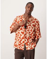 ASOS - Oversize Boxy Shirt With Abstract Summer Print And Half Sleeve - Lyst