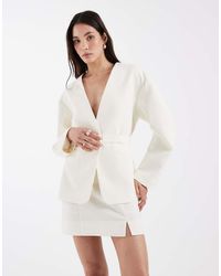 ASOS - Getailleerde Mini Rok Met Split En Linnenlook - Lyst