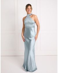 Six Stories - Bridesmaid Satin Halterneck Maxi Dress - Lyst