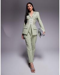 Lavish Alice - Mid Rise Satin Mix Tailored Trousers Co-ord - Lyst