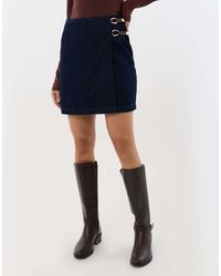 Threadbare - Pleated Denim Wrap Mini Skirt - Lyst