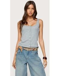 Edikted - Gwenne Pointelle Button Up Tank Top - Lyst