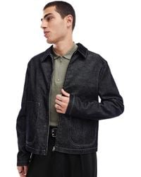 ASOS - – harrington-jacke aus verwaschenem cord mit kontrastierenden nähten - Lyst
