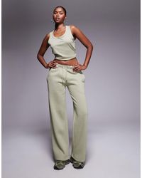 Kaiia - Cotton Rich Embroidered Logo Wide Leg Sweatpants - Lyst